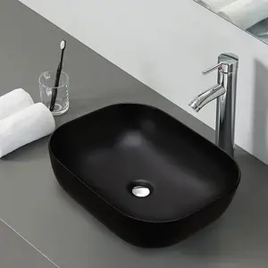 Rectangular Ceramic Bathroom Sink Countertop Basin Black W 495mm x D 390mm