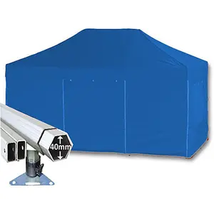 3m x 4.5m Extreme 40 Instant Shelter Pop Up Gazebos Frame, Canopy & Sides - Royal Blue