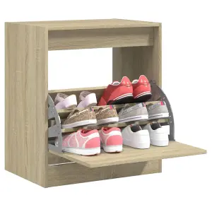 Berkfield Shoe Cabinet Sonoma Oak 60x42x69 cm Engineered Wood