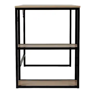 Modern Metal Framed Wooden Office Study Desk with Shelves