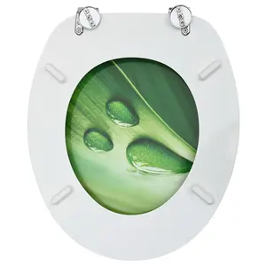 WC Toilet Seats with Lid 2 pcs MDF Green Water Drop Design