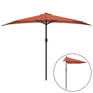 Berkfield Balcony Parasol with Aluminium Pole Terracotta 300x150x253 cm Half