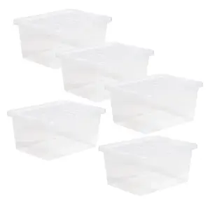 2 x Heavy Duty Multipurpose 12 Litre Home Office Clear Plastic Storage Containers With Lids