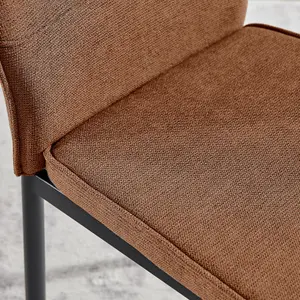 Furniturebox UK Dining Chair - 2x Riya Burnt Orange Fabric Upholstered Dining Chair Black Legs - Minimalist Kitchen Furniture