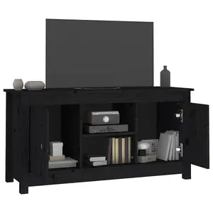 vidaXL TV Cabinet Black 103x36.5x52 cm Solid Wood Pine