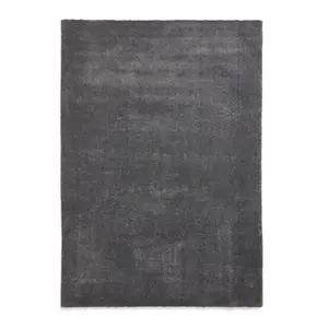 Charcoal Plain Shaggy Rug, Stain-Resistant Rug, Easy to Clean Rug for Bedroom, Living Room, & Dining Room-160cm X 230cm