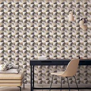 Galerie Geometrix Gold Black Cubist Smooth Wallpaper