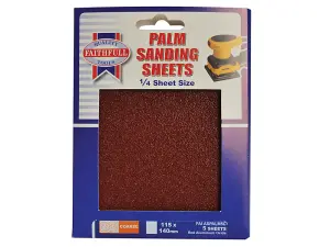 Faithfull 705683 1/4 Sheet Palm Sander Sheets Coarse (Pack 5) FAIASPALM5C