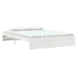 Berkfield Bed Frame White Solid Wood 150x200 cm King Size