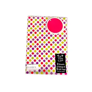 Polka Dot Gift Wrap Sheets (Pack of 2) White/Red/Purple (One Size)