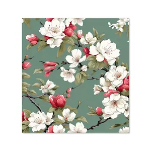 Pink And White Blossom Premium Glass Kitchen Splashback W700mm x H650mm