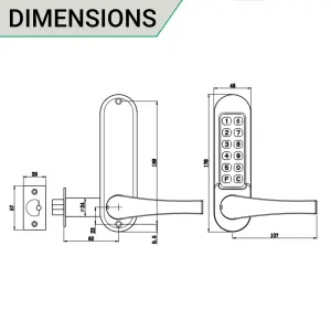 EAI Push Button Digital Code Lock Clutch Lever Hold Back HEAVY DUTY Mechanical  ED50 - Satin