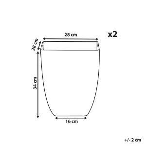 Set of 2 Plant Pots 28 x 28 x 34 cm Marble Effect MIRO