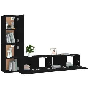 Berkfield 4 Piece TV Cabinet Set Black Engineered Wood