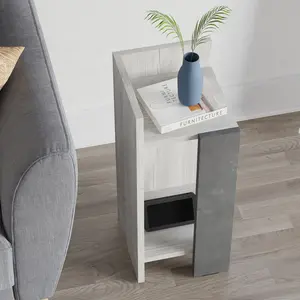 Lochlan Modern Compact Nightstand Bedside Table 25 x 27 x 60cm  Bedroom Furniture Ancient White / Left Orientation