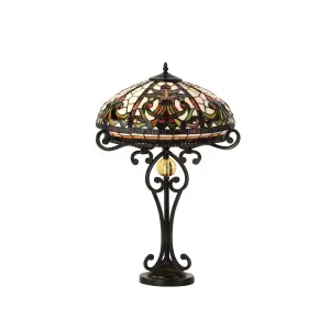 BELOFAY Real Tiffany Stained Glass Handmade Table Lamps for Living Room, 16" Wide, 30" Height