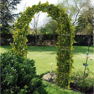 Black 2.4M Metal Frame Garden Arch Heavy Duty Climb Plant Rose Support