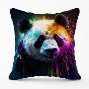 Panda Face Splashart Colourful Cushions 45cm x 45cm