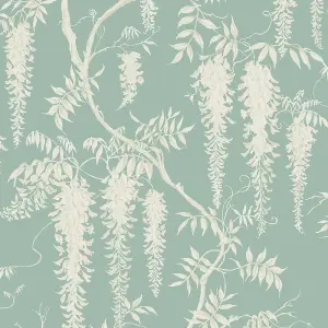 Next Wisteria trails Duck egg Smooth Wallpaper