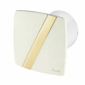 Bathroom Extractor Fan 100mm with Timer and Cream/Gold Panel