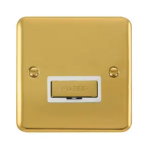 Curved Polished Brass 13A Fused Ingot Connection Unit - White Trim - SE Home