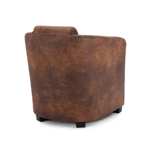 Faux Leather Suede Brown Aviator Tub Chair