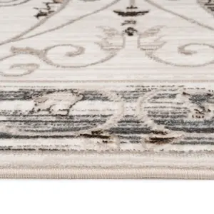 Beige Floral Patterned Border Bedroom Living Area Rug 160x230cm