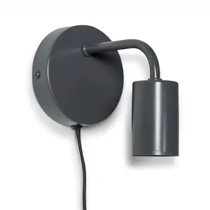 ValueLights Jordy Plug in Colour Pop Charcoal Grey Green Easy Fit Wall Light