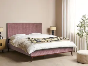 Velvet EU King Size Bed Pink BAYONNE