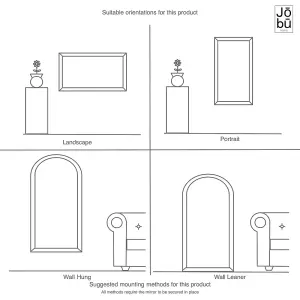 Jobu home - Tomi - Full Length Gold Metal Arched Lattice Window Mirror - 180cm x 90cm