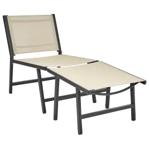 Set of 2 Garden Chairs MARCEDDI with Footstool Metal Beige-Black