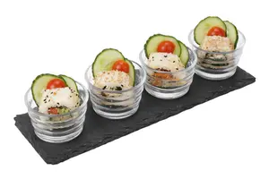 Maison by Premier 4 Ribbed Glass Bowls Slate Tray Set