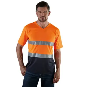 Yoko Mens Cool Super Hi-Vis Lightweight V Neck Safety T-Shirt