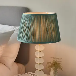 Luminosa Annabelle & Freya Base & Shade Table Lamp Frosted Crystal & Fir Silk