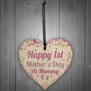 Red Ocean First Mothers Day Gift 1st Mothers Day Card Wooden Heart Mummy Gift Mum Gift Keepsake Plaque