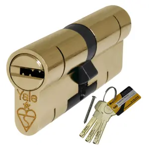 Yale Superior Anti-Snap Euro Cylinder - 40/55 (95mm), Polished Brass (with 4 keys)