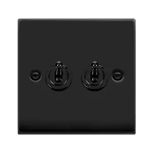 Matt Black 2 Gang 2 Way 10AX Toggle Light Switch - SE Home