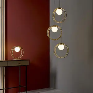 Luminosa Bergamo 3 Light Ceiling Pendant Brushed Gold Paint & Gloss Opal Glass