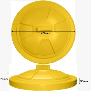 Replacement Bin Lid with Handle for 80L 85L Dustbin Rubbish Bin - Heavy Duty Lid, Yellow