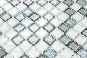 Glass mosaic on mesh for bathroom or kitchen 300mm x 300mm - Elvis Presley