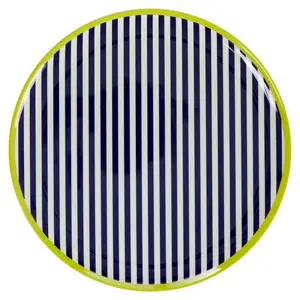 Interiors by Premier Floral Design Stripe Dinner Plate, Curved Contemporary Breakfast Plate, Functional Breakfast Dinner Plate