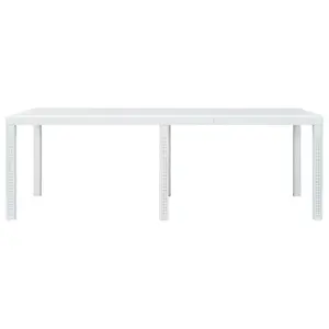 Berkfield Garden Table White 220x90x72 cm Plastic Rattan Look