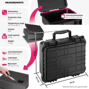 Hard Shell Camera Case - foam inserts, waterproof, temperature resistant - black