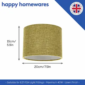 Modern Olive Linen Fabric Small 8 Drum Lamp Shade with Silver Inner Lining