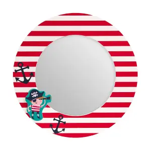 Interiors by Premier Bright Pirate Mirror, Cheerful Child Bedroom Mirror, Versatile Colourful Round Pirate Mirror For Washroom