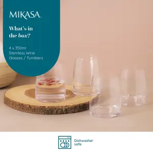 Mikasa Palermo Crystal Stemless Wine Glasses, Set of 4, 350ml