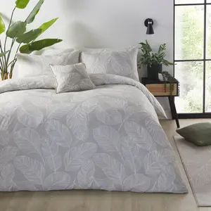 Matteo Cotton Blend Floral Duvet Cover Set with Pillowcases Natural / Super King - 2 Standard Pillowcase