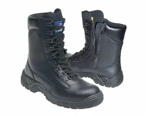 Himalayan S3 Black Leather Steel Toe Safety Boots with Side Zip