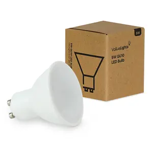 ValueLights Pack of 6 5w High Power Long Life 50w Replacement Energy Saving LED GU10 Frosted Lens Bulb 6500K Cool White