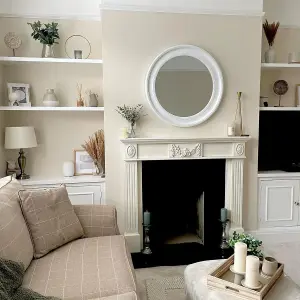 Melody Maison Large Round Vintage White Wall Mirror 80cm x 80cm